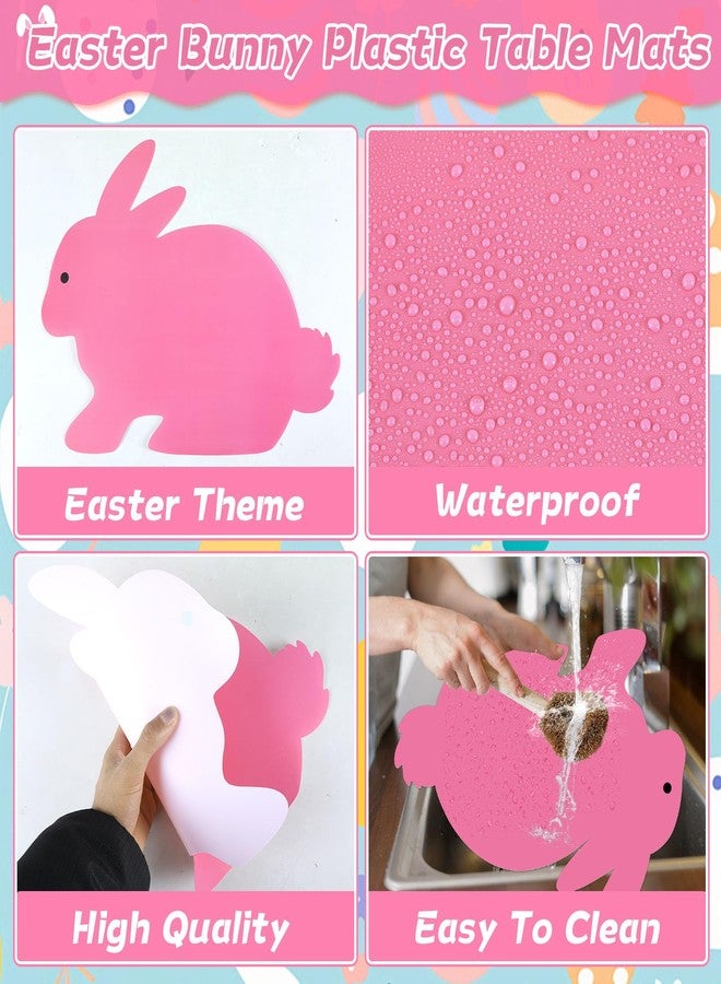 OBUSATT Easter Bunny Placemats Set of 6 Easter Rabbit Plastic Table Mats Purple Blue Yellow Bunnies Shape Washable Table Decoration for Indoor Outdoor Spring Holiday Party Kitchen Dining Accessories - Image 3