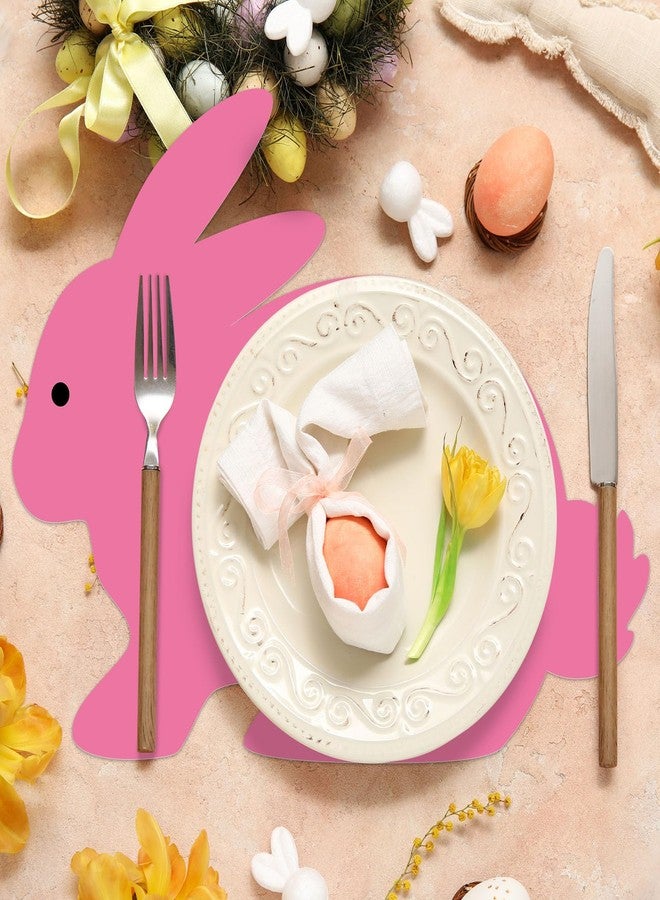OBUSATT Easter Bunny Placemats Set of 6 Easter Rabbit Plastic Table Mats Purple Blue Yellow Bunnies Shape Washable Table Decoration for Indoor Outdoor Spring Holiday Party Kitchen Dining Accessories - Image 5