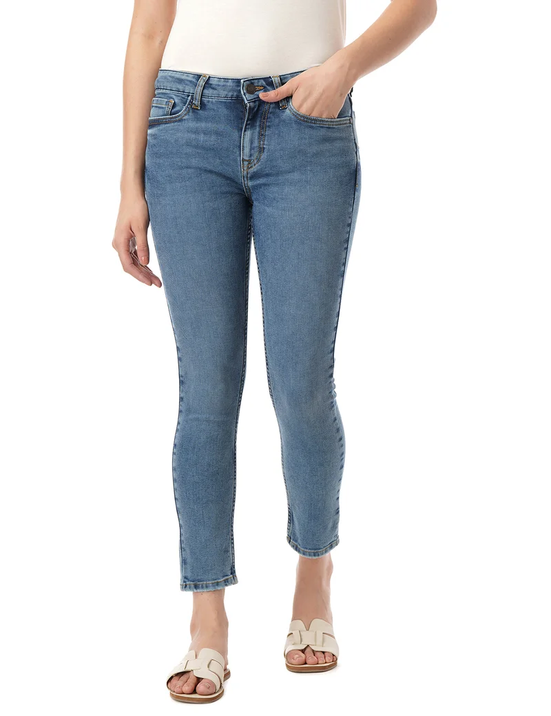 inkd جينز نسائي سوبر سكيني بصفر عفو - متوسط الارتفاع | مزيج القطن | قماش قابل للتمدد | تصميم كلاسيك 5 بوكيتيب | جينز للنساء