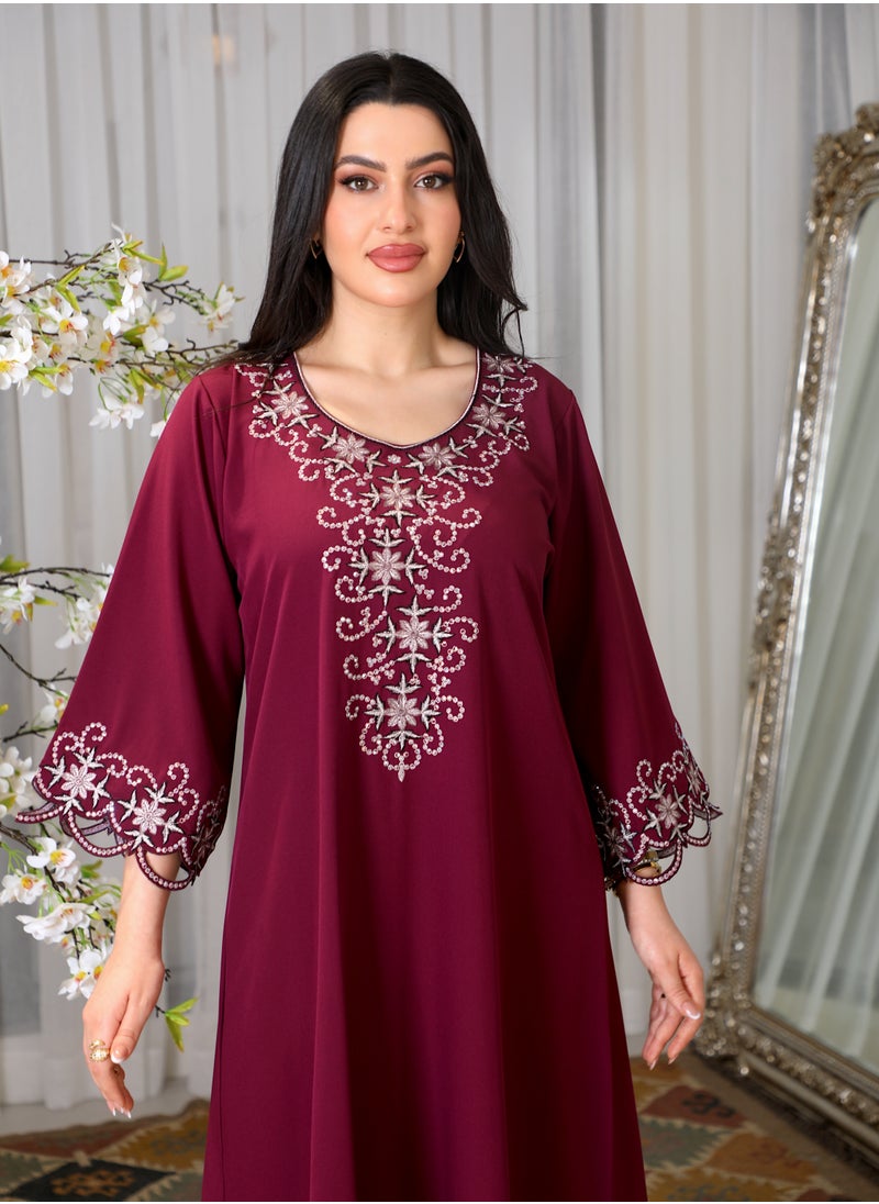 Bint Al Bilad Bintalbilad Saudi Summer Jalabiya for Women New Collection – Lightweight & Breathable Thobe, Abaya & Arabic Dresses for Eid, Weddings & Parties | Embroidered, Modern & Luxury Designs - 4336  - Image 2