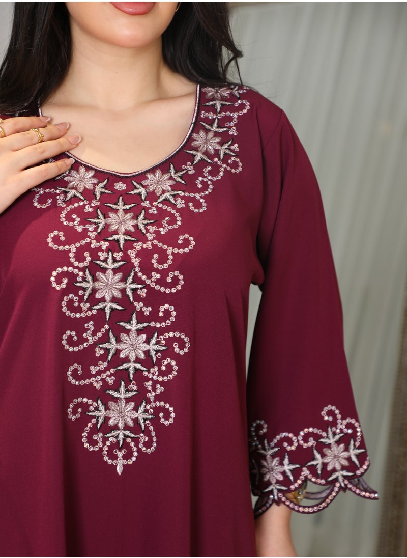 Bint Al Bilad Bintalbilad Saudi Summer Jalabiya for Women New Collection – Lightweight & Breathable Thobe, Abaya & Arabic Dresses for Eid, Weddings & Parties | Embroidered, Modern & Luxury Designs - 4336  - Image 5