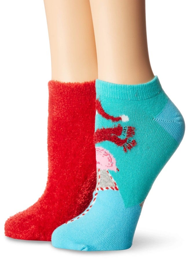 HUE مجموعة جوارب نسائية قصيرة من Hue، عبوة هدايا تحتوي على زوجين، لون أحمر ناري/فلامنغو، مقاس واحد - Image 1