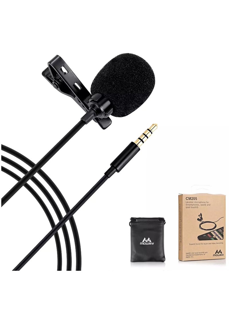 MOURIV CM205 Ultimate Lavalier Microphone for Bloggers and Vloggers Lapel Mic Clip-on Omnidirectional Condenser Compatible with iPhone Ipad Samsung Android Windows Smartphones  - Image 1