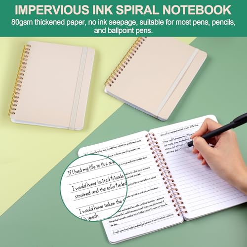 Utron 3 PCS Small Spiral Notebook 5x7, Notebooks for Note Taking, Beige Spiral Journal Notebook, Work Notebook Small Notebooks 5x7 with Strap, Cute Notebooks for Women 70 Sheets/Note Books - Image 4