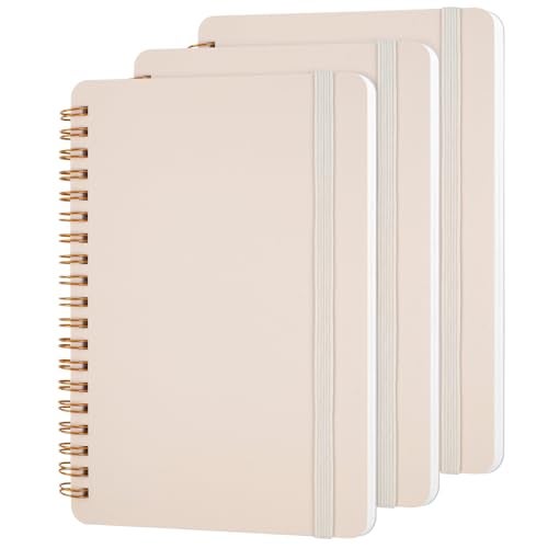 Utron 3 PCS Small Spiral Notebook 5x7, Notebooks for Note Taking, Beige Spiral Journal Notebook, Work Notebook Small Notebooks 5x7 with Strap, Cute Notebooks for Women 70 Sheets/Note Books - Image 1