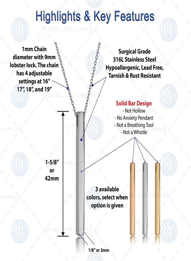 دولسيورو قلادة دولتشيورو واريور، قلادة مانترا ملهمة، قلادة عمودية، مصنوعة من الفولاذ الجراحي المقاوم للصدأ 316L - Image 4