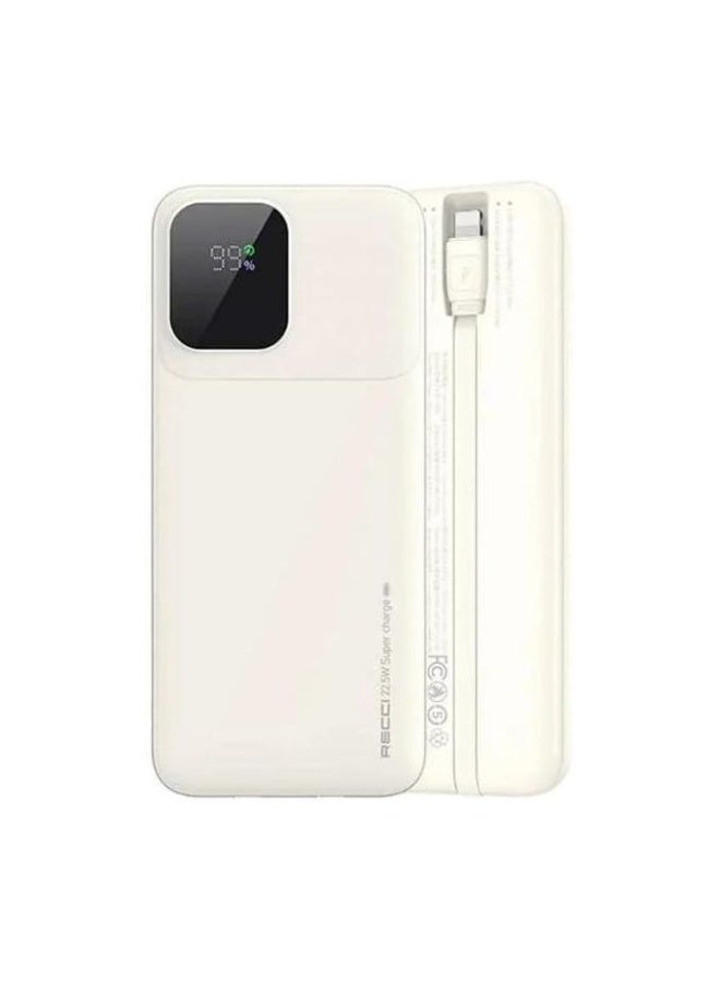 Recci RPB-P67 10,000mAh Power Bank with 22.5W SuperCharge / 20W PD, Built-in Lightning and Type-C Cables, Digital Display - Image 1