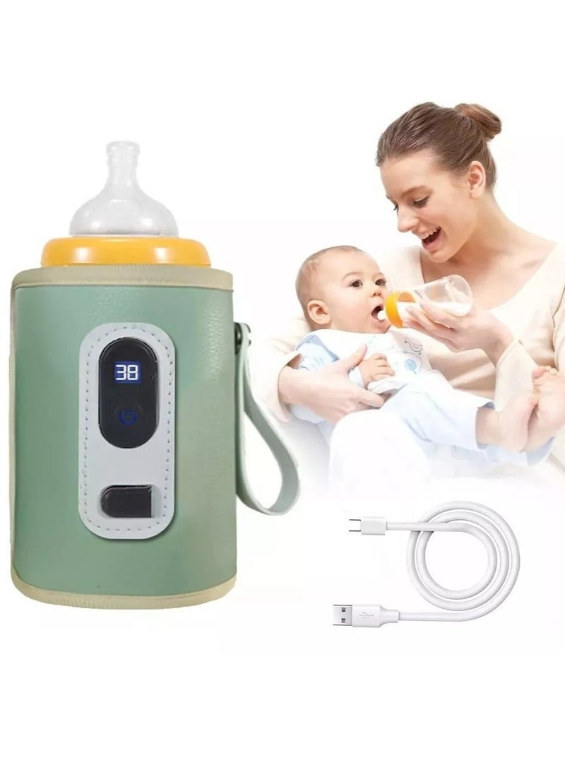 MIXDE Baby Bottle Warmer USB Bottle Insulation Cover with LED Display Portable Bottle Warmer Adjustable Milk Warmer with Temperature Control for Home/Family Travel - Image 1