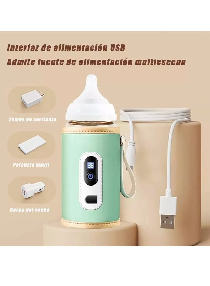 MIXDE Baby Bottle Warmer USB Bottle Insulation Cover with LED Display Portable Bottle Warmer Adjustable Milk Warmer with Temperature Control for Home/Family Travel - Image 4