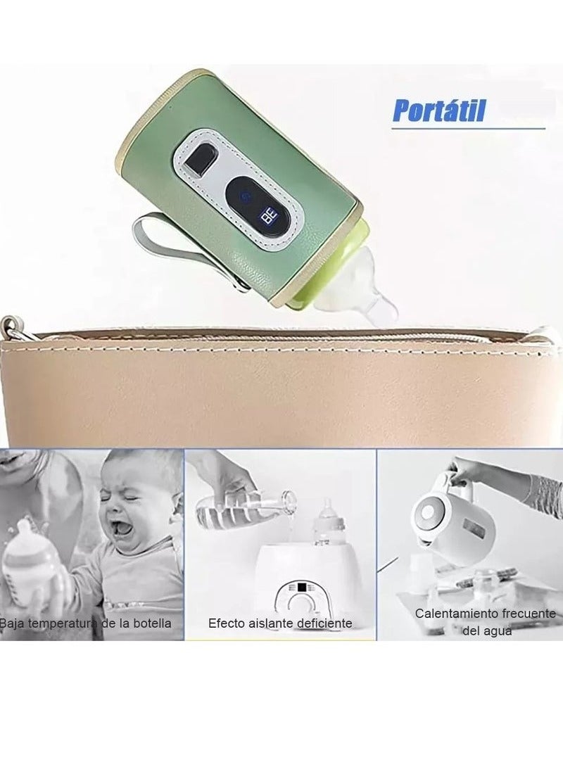 MIXDE Baby Bottle Warmer USB Bottle Insulation Cover with LED Display Portable Bottle Warmer Adjustable Milk Warmer with Temperature Control for Home/Family Travel - Image 3