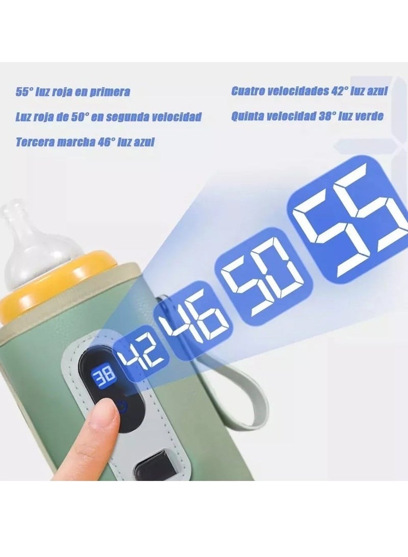 MIXDE Baby Bottle Warmer USB Bottle Insulation Cover with LED Display Portable Bottle Warmer Adjustable Milk Warmer with Temperature Control for Home/Family Travel - Image 5
