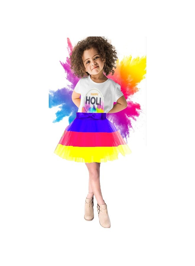 HIBA CREATIONS Girls Kid happy holi costume skirt and top for 5-6 Years old kids - Image 1