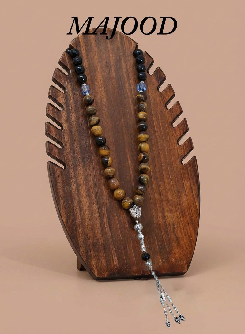 MAJOOD Original Design/33 Natural Agate And Natural Tiger Eye Stone Prayer Beads/Tasbih/10 mm - Image 1