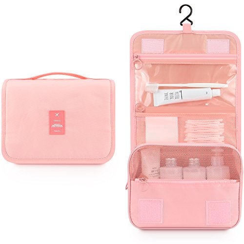 Mossio Hanging Toiletry Bag - Large Cosmetic Makeup Travel Organizer for Men & Women with Sturdy Hook (Light Pink) - Image 2