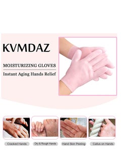 KVMDAZ Moisturizing Gloves, Soft Silicone Gloves, Gel Spa Hydrating Gloves, Aloe Lotion Gloves for Repairing Dry Cracked, Aging Hands, Eczema, and Softening Rough Skin, Calluses, One Size Fits Most (1 Pair)  - Image 5