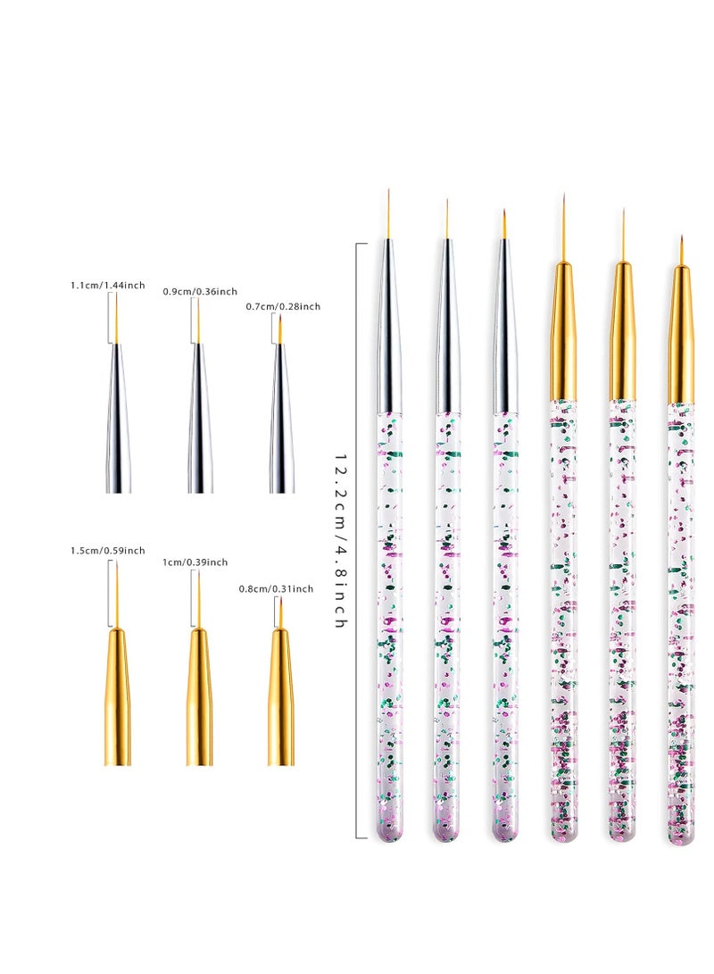 Leelosp 6 Pieces Makeup Brush Line Fine Point Eyeliner Brush Eye Makeup Gel Eyeliner Brush Eyeliner Brush Applicators Cosmetic Eye Wands Eyeliner for Water Activated Eyeliner Makeup Tool, Silver and Golden  - Image 2