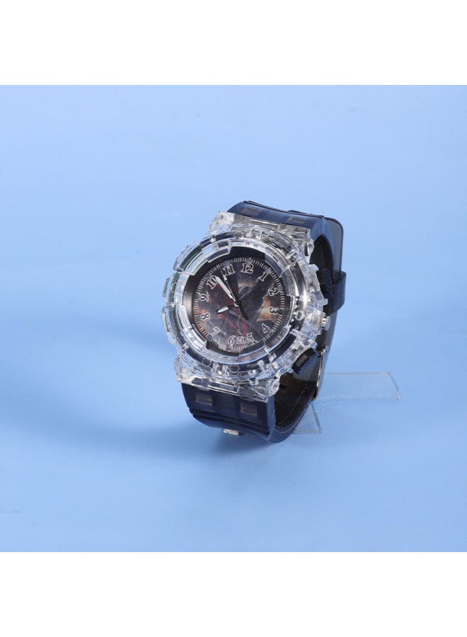 Spot Ice Princess Colorful Light Watch Fashion Creative Children's Watch Ultraman Luminous Watch-Color:Black Spider-Man - Image 1