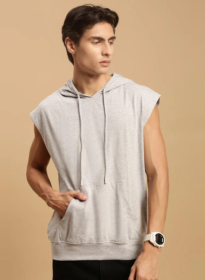 ECOLORE Men White 100% Cotton Hooded Oversized T-Shirt