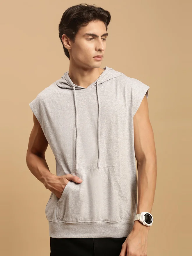 ECOLORE Men White 100% Cotton Hooded Oversized T-Shirt