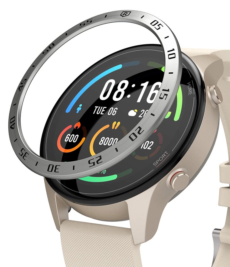 Xiaomi Mi Watch Bezel Styling Adhesive Frame Ring Cover, Anti-Scratch Stainless Steel, Silver - Image 2
