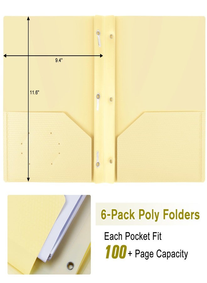 EEHZTSI 6-Pack Plastic andPockets and Prongs,2-Pocket and3 Fasteners, Holds 8-1/2" x 11" Paper for School/Office/Home, Pastel Color - Image 4