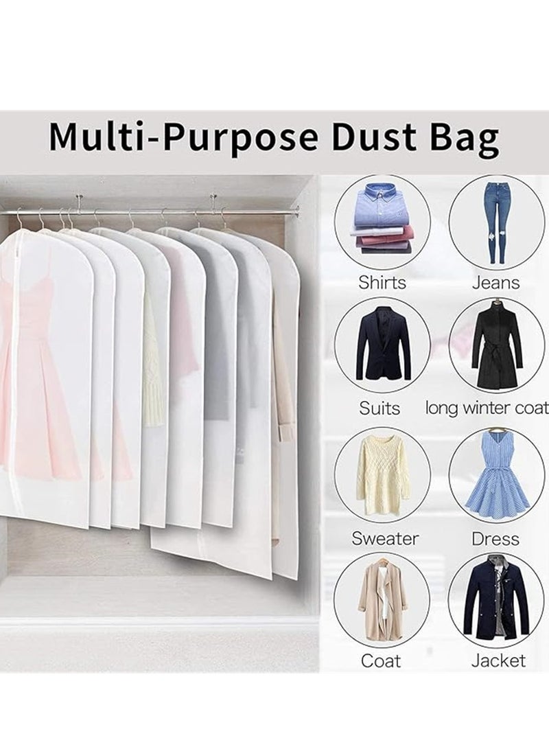 5 Pack Clothes Dust Cover, Hanging Closet Organizers Garment Bags Dust Bags Dress Protector Zippered Suit Covers, Plastic Dust proof Suit Case for Coats Jackets Dresses Dress Shirts Trousers for Storage and Travel (5Pcs, 60cm * 140cm)  - Image 5