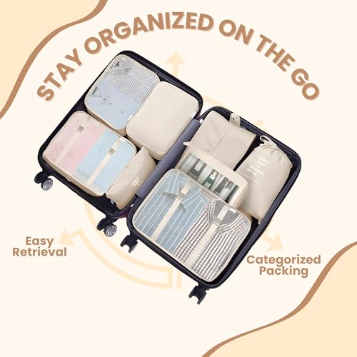 OCEANEVO Set of 12 Packing Cubes, Travel Organizer Bags for Luggage & Suitcase | Includes Various Size Mesh Bags, Lingerie & Shoe Bag, Cosmetic Pouch, Toiletry Bag, Drawstring Bag, Cable Pouch - Image 4