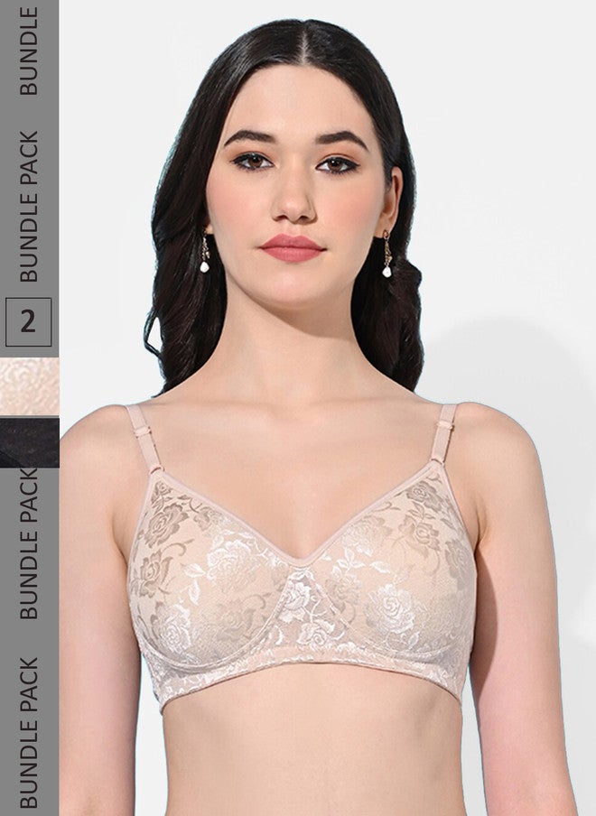 FIMS Pack Of 2 Self Design Full Coverage Lightly Padded All Day Comfort Bras - Image 1