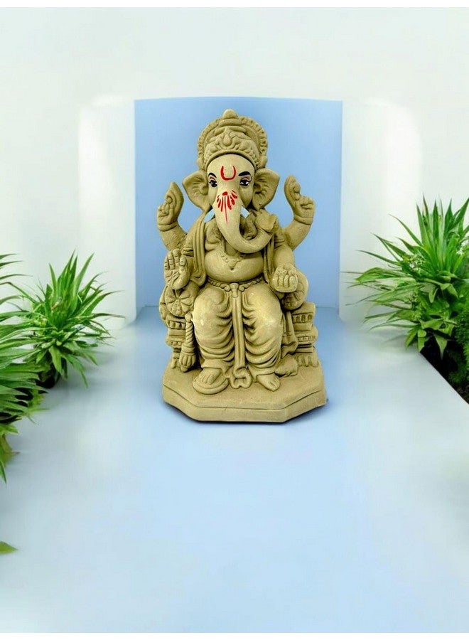 Suninow 100% Eco Friendly Clay Ganesh Idol for Ganesh Chaturthi 7.4 inch | Lalbagh Ganesha | Water Soluble | Ganesh chaturthi Idol | Clay Ganesha Idol (gi1) (gi17) - Image 5