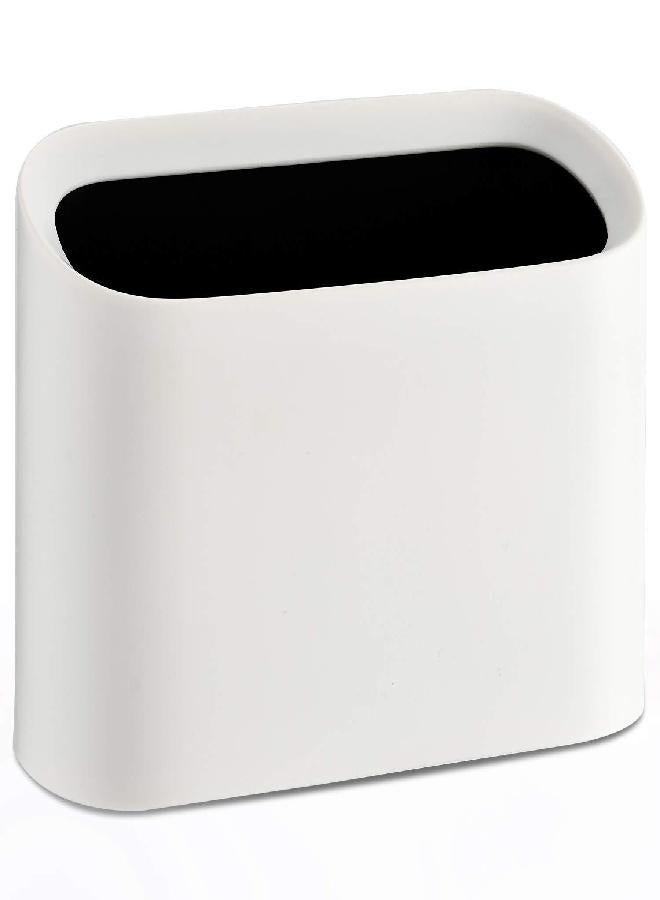 SUBEKYU 0.4 Gal Mini Countertop Trash Can, Small Desktop Garbage Can for Office, Tiny Wastebasket, Plastic, White - Image 1