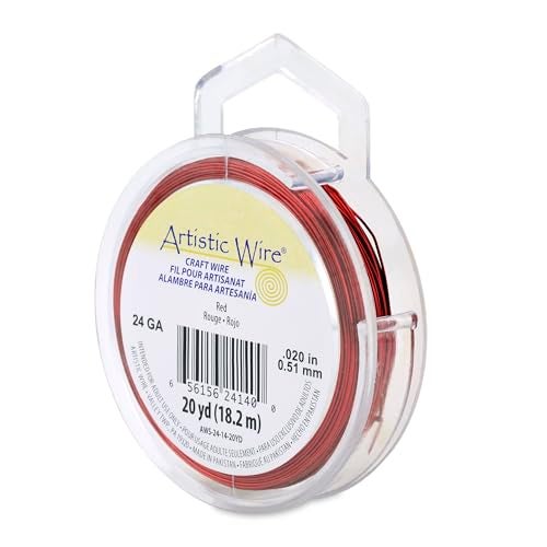 Artistic Wire, 24 Gauge Tarnish Resistant Colored Copper Craft Wire, Red, 20 yd - Image 1