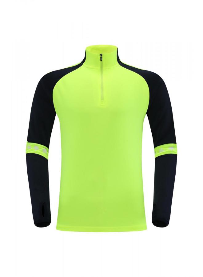 T02 Fluorescent Green Top Autumn And Winter Half Zipper Long Sleeve Coat Long Sleeve Children's Training Clothes Suit Adult Football Clothes Sportswear Appearance Clothes