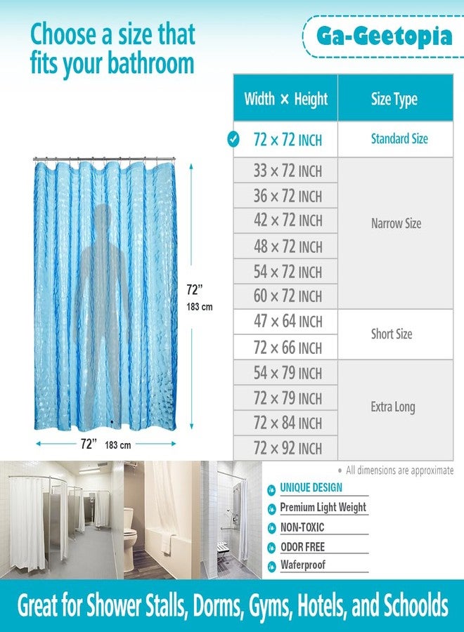Ga-Geetopia EVA 3D Blue Pearl Water Cube Plastic Shower Curtain Liner - Premium Light Weight 72" x 72" Blue Bathroom Shower Showroom Curtain Liner with Rustproof Metal Gromments and Weighted Magnet - Image 5