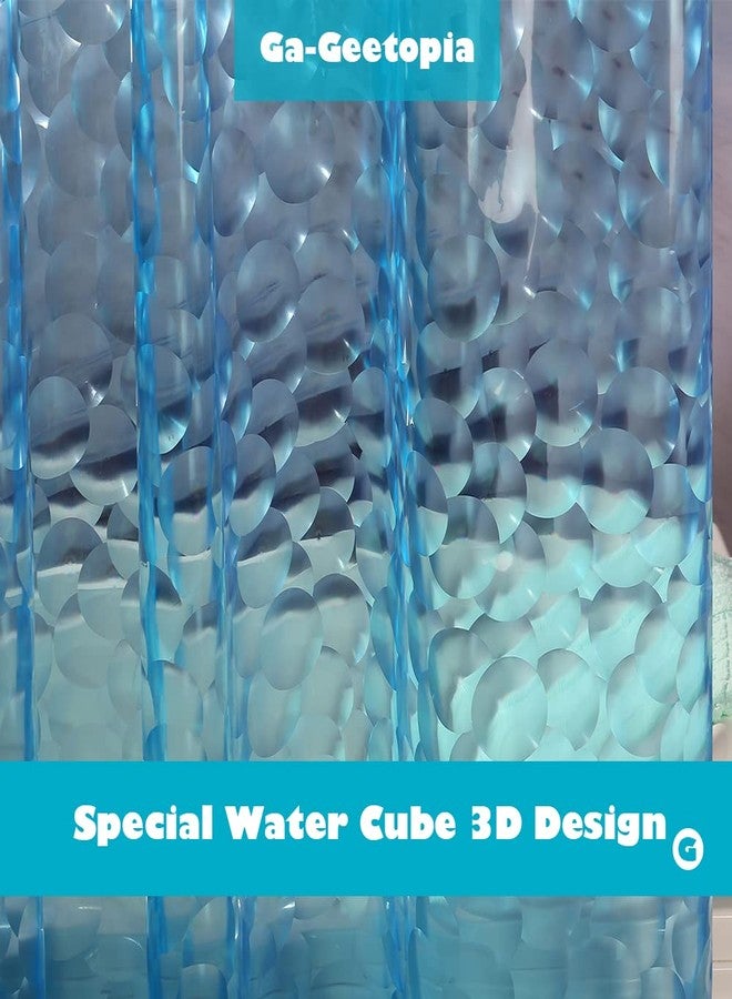 Ga-Geetopia EVA 3D Blue Pearl Water Cube Plastic Shower Curtain Liner - Premium Light Weight 72" x 72" Blue Bathroom Shower Showroom Curtain Liner with Rustproof Metal Gromments and Weighted Magnet - Image 2
