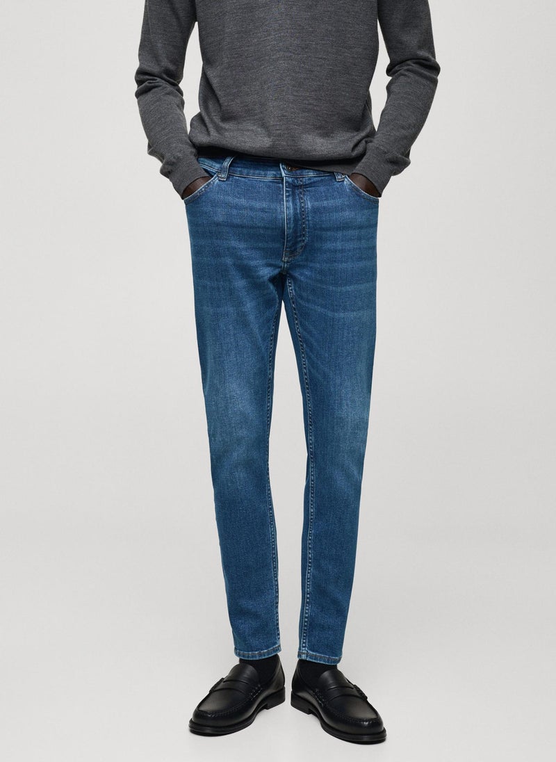 Mango Man Mid Wash Skinny Fit Jeans  - Image 1