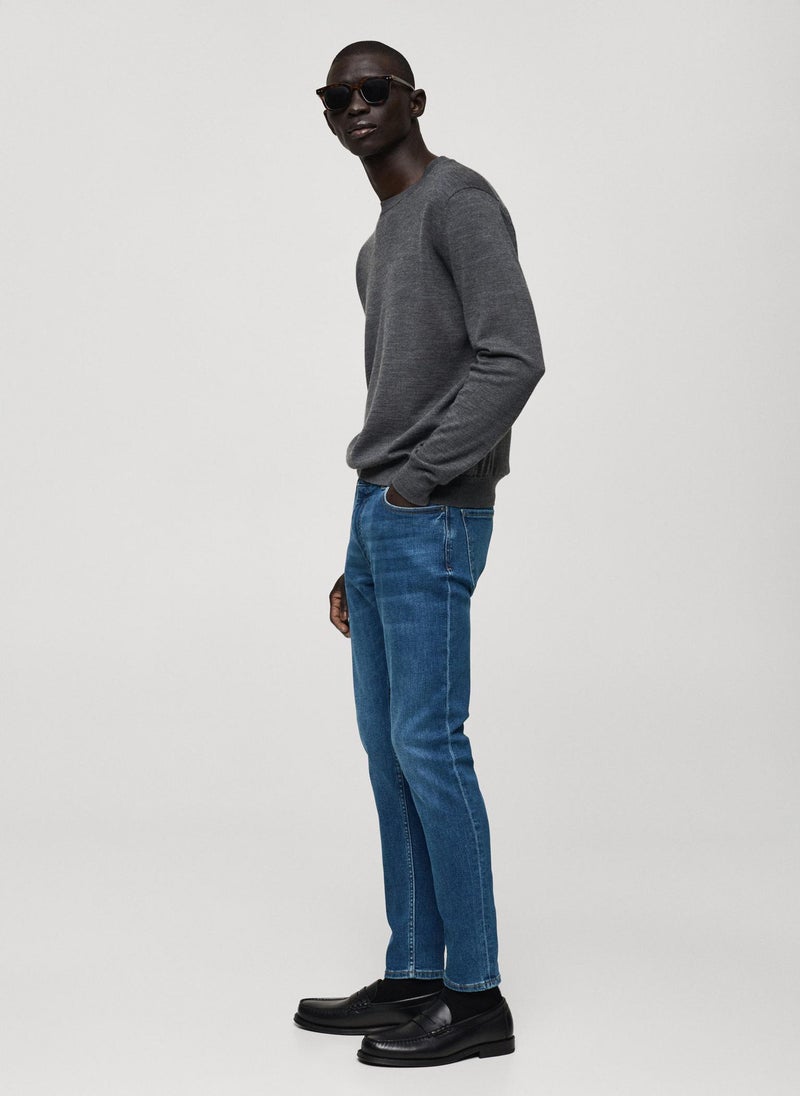 Mango Man Mid Wash Skinny Fit Jeans  - Image 3