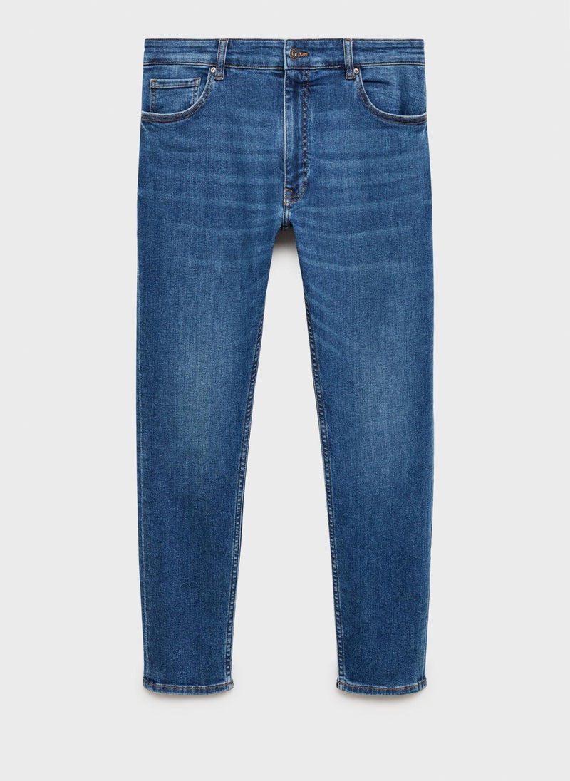 Mango Man Mid Wash Skinny Fit Jeans  - Image 5