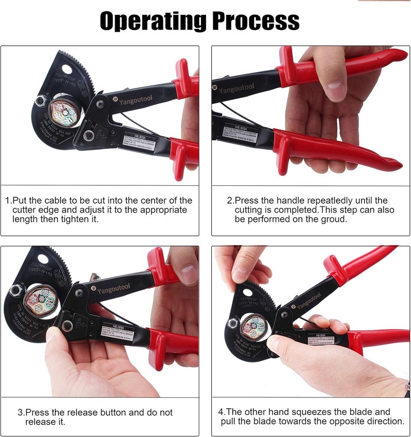 Yangoutool Ratchet Cable Wire Cutter and Heavy Duty Aluminum Copper Ratchet Cable Cutter for Cutting Electrical Wire Up to 240mm² Cutter Pliers - Image 5