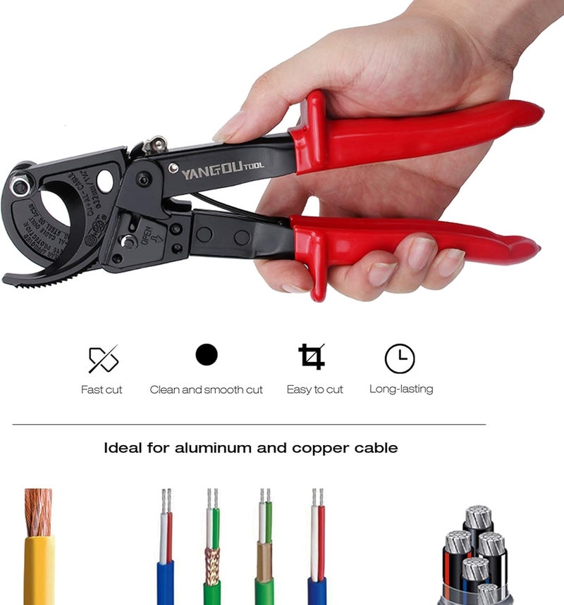 Yangoutool Ratchet Cable Wire Cutter and Heavy Duty Aluminum Copper Ratchet Cable Cutter for Cutting Electrical Wire Up to 240mm² Cutter Pliers - Image 3