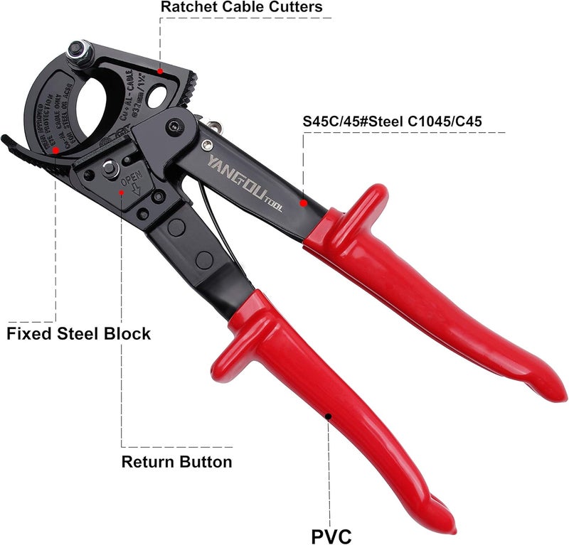 Yangoutool Ratchet Cable Wire Cutter and Heavy Duty Aluminum Copper Ratchet Cable Cutter for Cutting Electrical Wire Up to 240mm² Cutter Pliers - Image 2