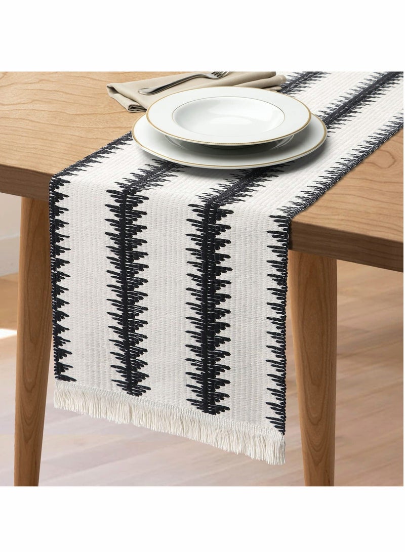 Y&D Table Runner, 30 * 180 CM Burlap Runner Balck and White for Modern Farmhouse Decor - Image 1