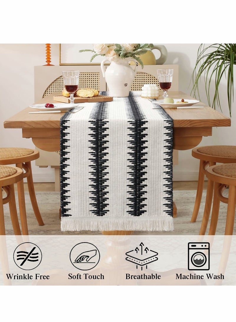 Y&D Table Runner, 30 * 180 CM Burlap Runner Balck and White for Modern Farmhouse Decor - Image 3