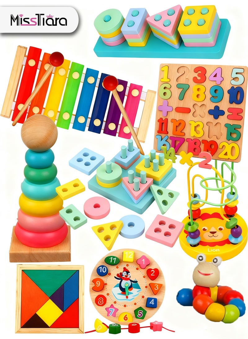 مس تيارا ألعاب خشبية للأطفال، ألعاب مونتيسوري، مناسبة للأولاد والبنات من سن 3 سنوات فما فوق. 9 قطع من ألعاب الأطفال الخشبية، ألعاب الأطفال، ألعاب تعليمية لمرحلة ما قبل المدرسة من سن 3 إلى 6 سنوات، مناسبة للأطفال من سن 3 سنوات فما فوق، هدايا عيد الميلاد، وألعاب التنمية المبكرة. مجموعة متنوعة - Image 1