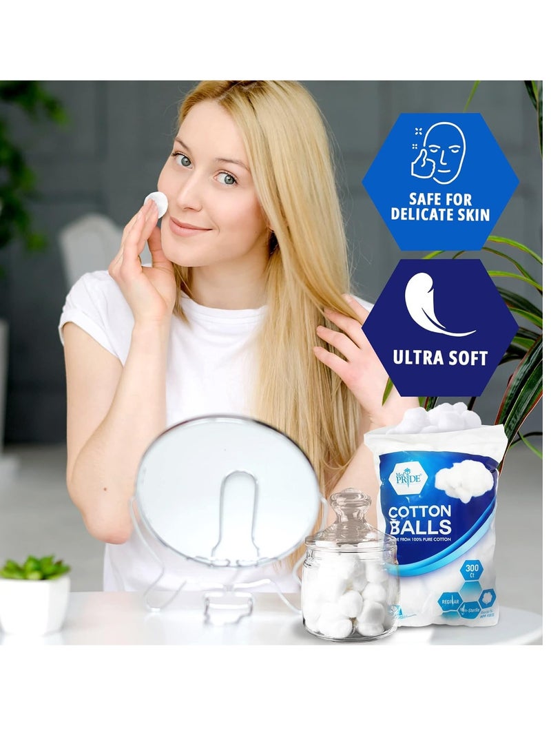 Medpride MED PRIDE Premium 100% Pure Cotton Balls 300 Count- Ultra Soft Multipurpose Cotton Balls for Makeup Remover, Nail Polish, Applying Lotions & More- Absorbent Small Cotton Balls for Everyday Use  - Image 2