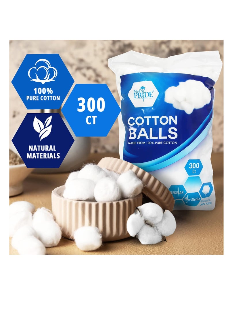 Medpride MED PRIDE Premium 100% Pure Cotton Balls 300 Count- Ultra Soft Multipurpose Cotton Balls for Makeup Remover, Nail Polish, Applying Lotions & More- Absorbent Small Cotton Balls for Everyday Use  - Image 4