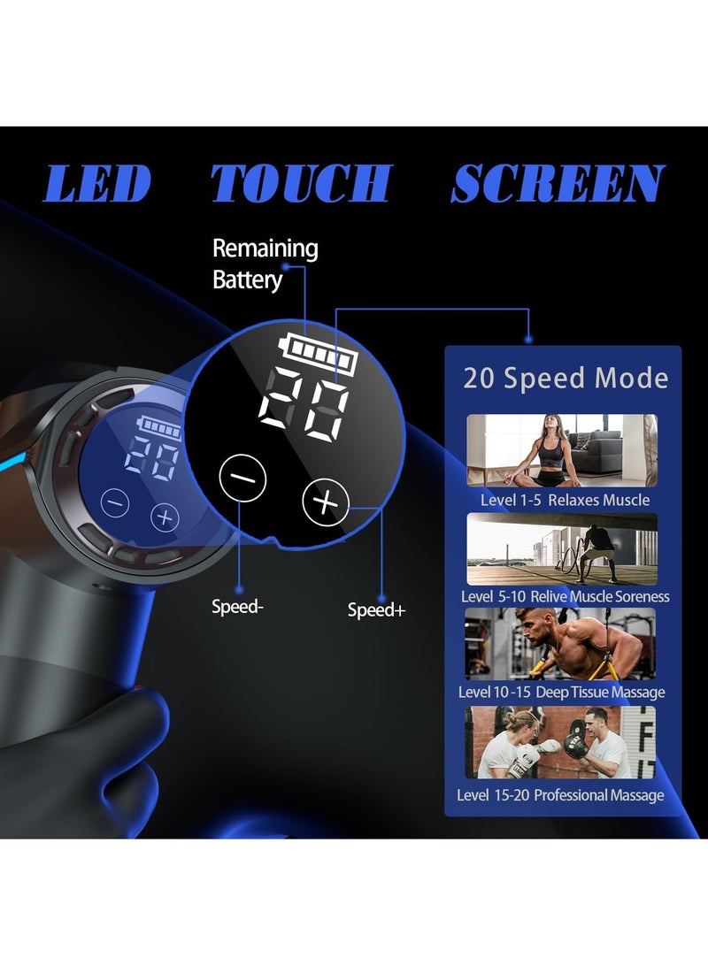 Necomi Massage Gun, Deep Tissue Massage Gun for Pain Relief, Silent Electric Impact Massager, Handheld Electric Muscle Massager, 6 Massage Heads with Carrying Case 20 Speeds and LED Screen  - Image 3