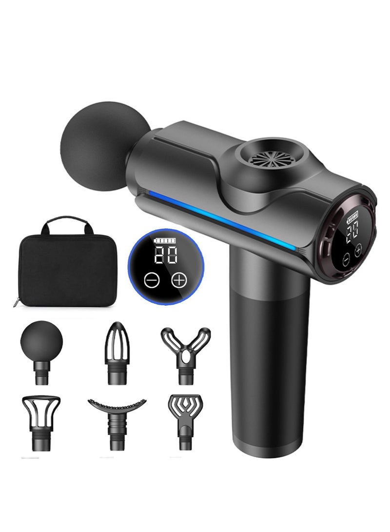 Necomi Massage Gun, Deep Tissue Massage Gun for Pain Relief, Silent Electric Impact Massager, Handheld Electric Muscle Massager, 6 Massage Heads with Carrying Case 20 Speeds and LED Screen - Image 1