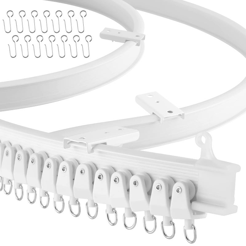 Fubeasi ZColor Flexible Bendable Ceiling Curtain Track Curved Track for Curtains Room Divider Rail System 4 Meters 131 FT White
