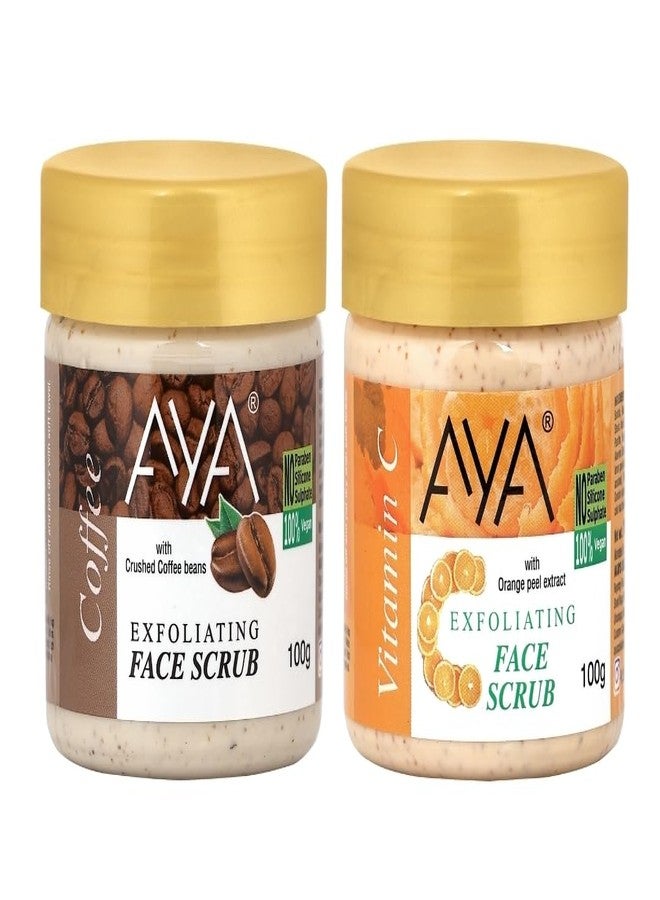 AYA Coffee and Vitamin C Tan & Dead Skin Removal Scrub For Face & Body (100 Ml+100 Ml)|Exfoliating & Brightening Scrub|Blackhead Remover,Whitehead Remover,Detan Pack I Face Scrub For Women & Men - Image 1