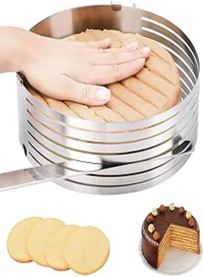 ORANGEHOME Cake Cutter, Adjustable Layered Cake Cutter, Stainless Steel Round Baking Layer Cake Cutt